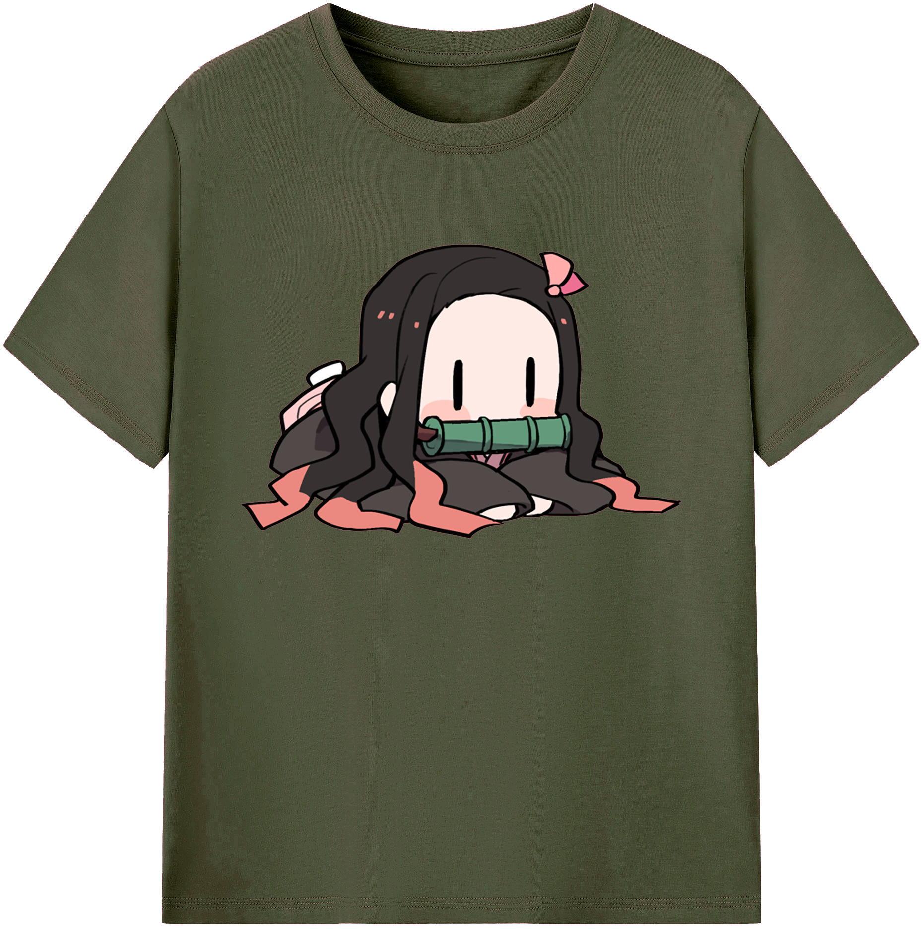 （画像用） 鬼滅の刃（きめつのやいば）竈門 禰󠄀豆子／かまど ねずこ Kamado Nezuko 綿100％ メンズ半袖Tシャツ｜肌触りやわらか＆通気性